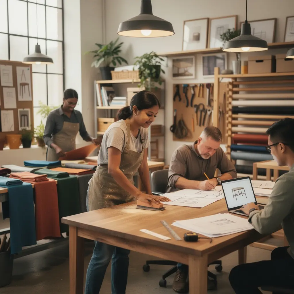 Детали интерьера, подчеркивающие корпоративные цвета компании.